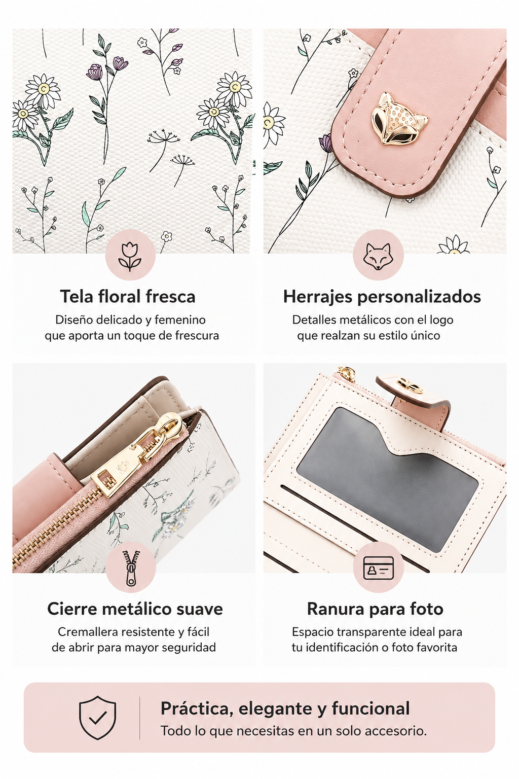 Cartera Compacta Floral
